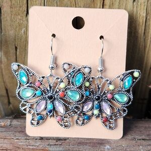 Colorful Butterfly Earrings in Silver